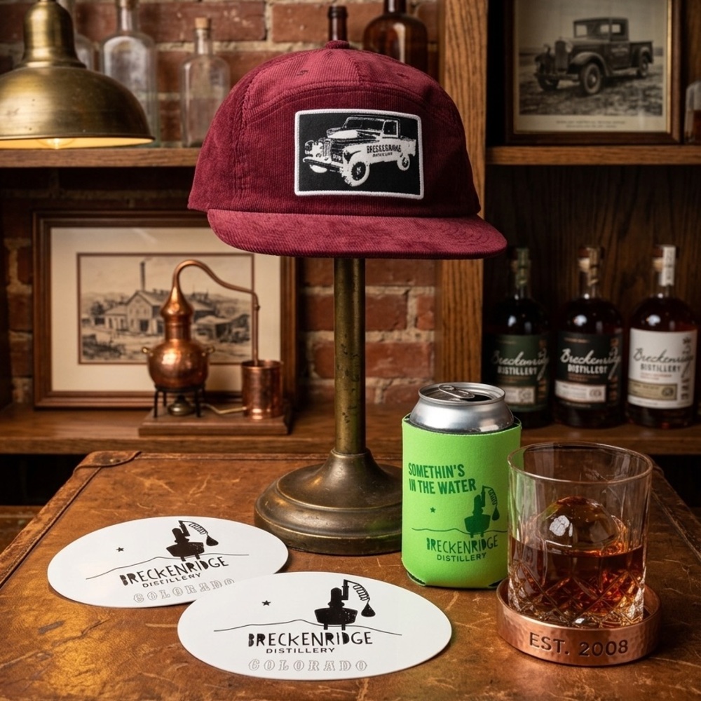 Breckenridge Distillery Bundle NEW, Hat, Coozie & Stickers, Colorado Whiskey